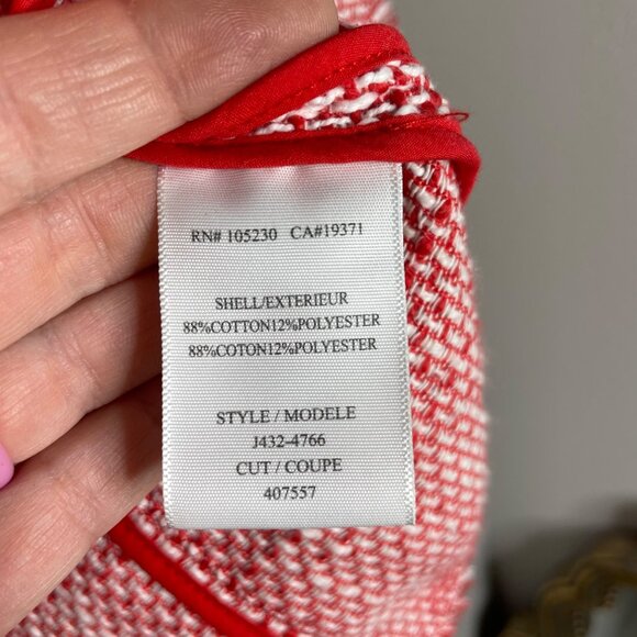 Joie Collis Tweed Blazer Size Small Zip Front Red White Textured - Picture 8 of 10